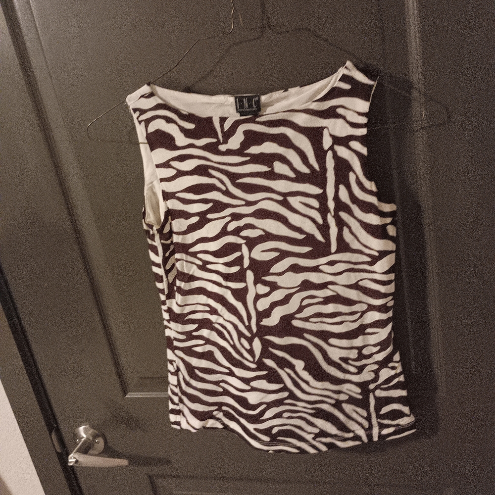 INC International Concepts Brown and White Zebra Print Blouse